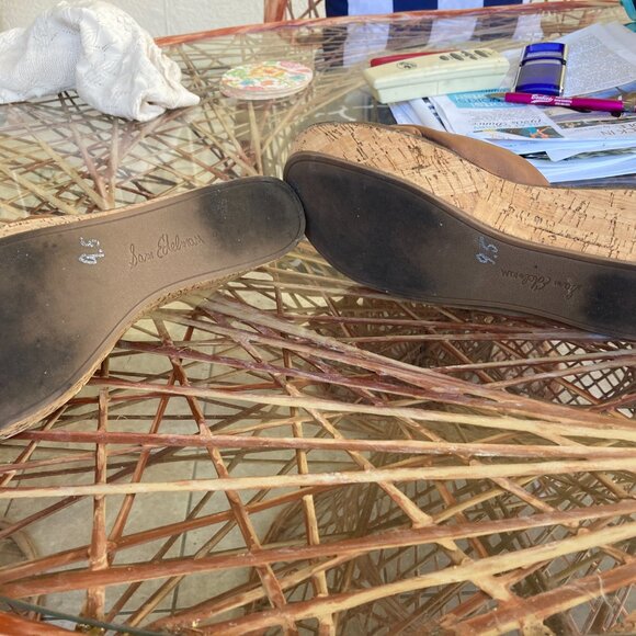 Sam Edelman Ramsey Shoes Sandals Cork High Wedge 9.5M Platform Camel - Picture 9 of 10